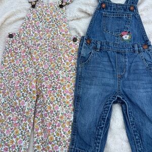 Floral and Denim Kids Overalls Set